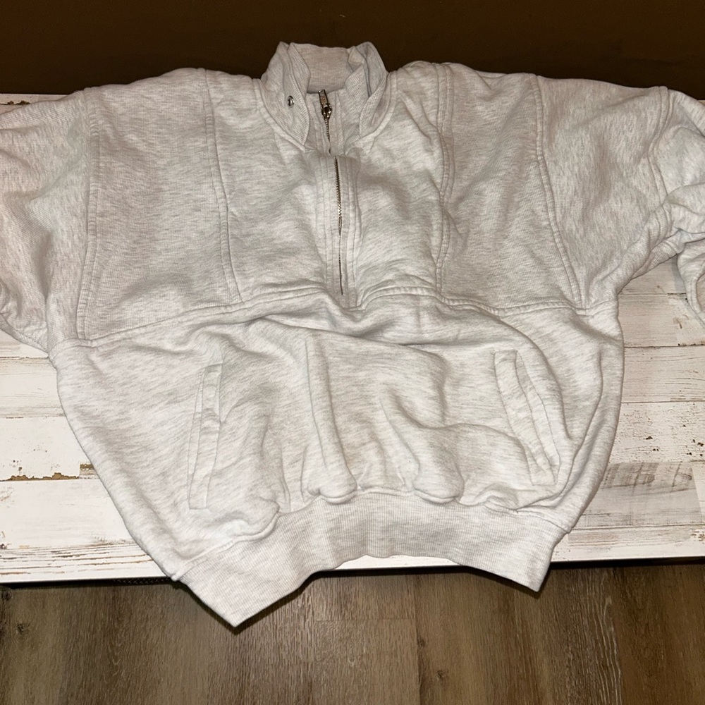 Joah Brown Retro Half-Zip Sweatshirt - Heather Grey